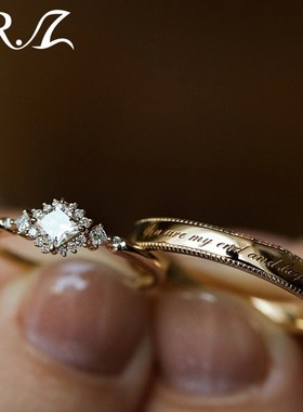 Z先生原创925银实验室v培育钻石情侣戒指男女求婚订婚对戒婚戒