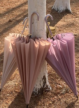 16骨女b雨伞长柄大号双人加固加厚结实抗风暴雨伞渐变弯柄大伞