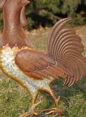 杂货庭院鸡鸡盆景年乡村复古别墅装饰阳台牌插花公花园艺铁艺