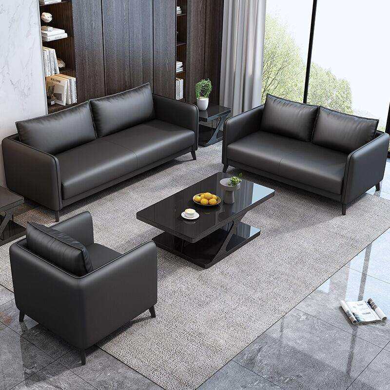 办公沙发商务接待小型沙发简约现代会客三人位办公室沙发茶几组合