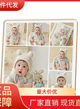 V45O儿童照片定 制水晶摆台打印九宫格相框挂墙宝宝相片制作摆件