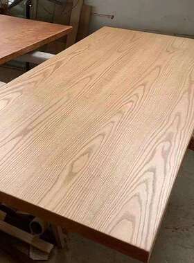 9WOR实木板定 制松木办公桌面板榆木电脑桌原木大板北蜡木吧