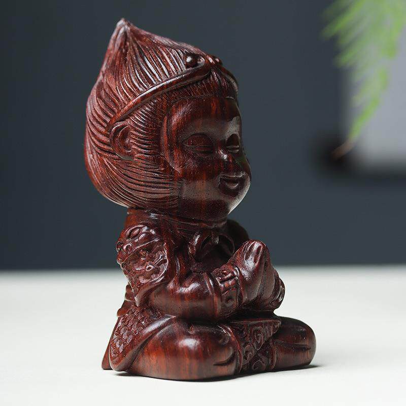 紫檀齐天大圣孙悟空摆件木雕文玩手把件送礼