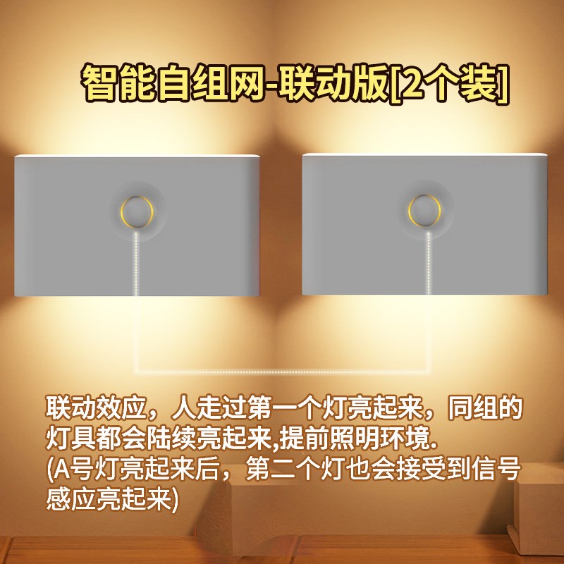 充电楼梯踏步地脚l灯 夜间自动过道台阶智能感应灯壁灯磁吸免布线