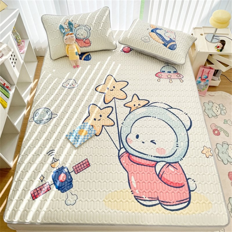 A类大版数码印花凉感丝乳胶凉席可水洗G折叠家用学生宿舍空调软席