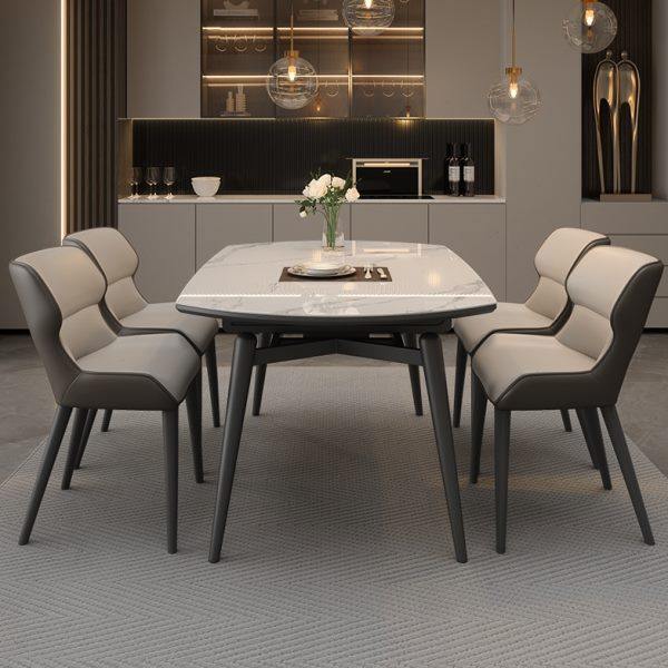 实木可伸缩岩板餐桌圆形可折叠家用轻奢现代简约实用小户型餐桌椅,住宅家具,岩板餐桌,淘宝优惠券,粉丝福利购,淘宝优惠卷