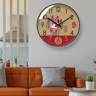 易普拉6171国潮挂钟客厅钟表简约时尚 时钟卧室静音扫秒石英钟 中式