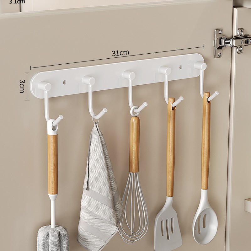 挂钩厨房柜门内勺子铲子免打孔墙上专F用一排置物架挂钩架排钩壁