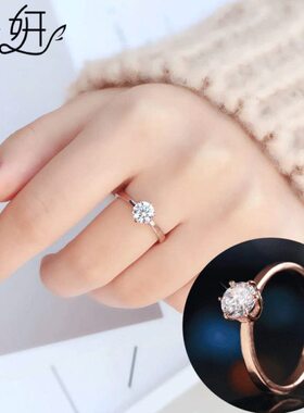 日系轻奢钻石戒指女时尚个性韩版潮欧美钛钢玫瑰金蹦迪网红食指环