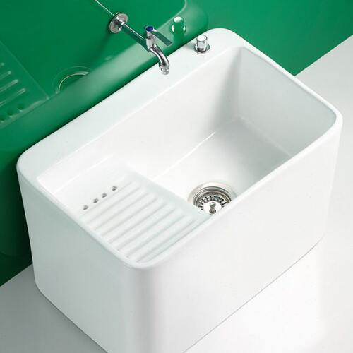 新款陶瓷拖把池拖布池洗地拖槽把盆阳台卫生间家用带搓衣板落地式