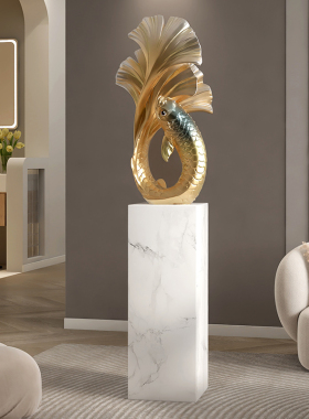 年年有鱼大型客厅沙发电视柜旁落地摆件玄关O店铺办公室轻奢高级