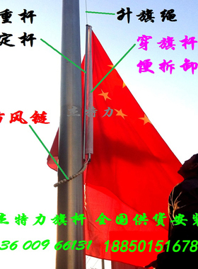 不锈钢挂旗杆 升旗挂杆 升旗杆 旗帜套杆 旗帜升降杆 旗帜杆 挂杆