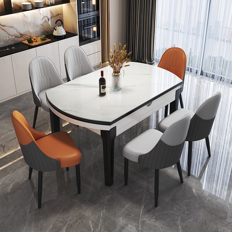 实木岩板餐桌椅2025p新款小户型家用轻奢现代简约伸缩饭桌可变圆