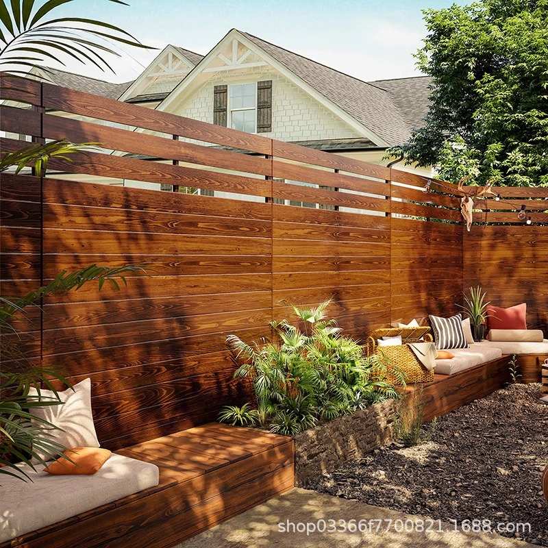 花园防腐木质围栏栅栏户外庭院围墙隔断遮挡别墅阳台装饰挡板篱笆