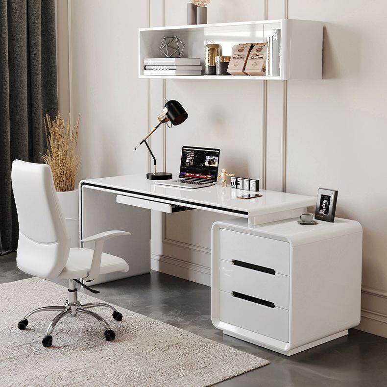现代简约台式电脑桌家用学习办公桌卧室小户型白色烤漆笔记本书桌