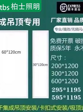 300x1200led平板灯30x120厨房灯铝扣板嵌入式面1.2cm超薄