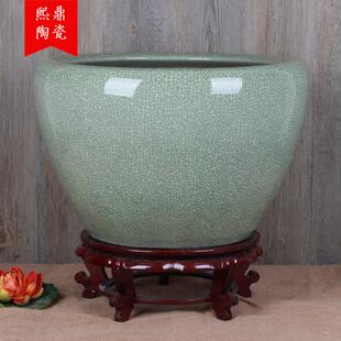 景德镇陶瓷鱼缸 仿古裂纹釉书画陶瓷缸 碗莲乌龟缸厂家