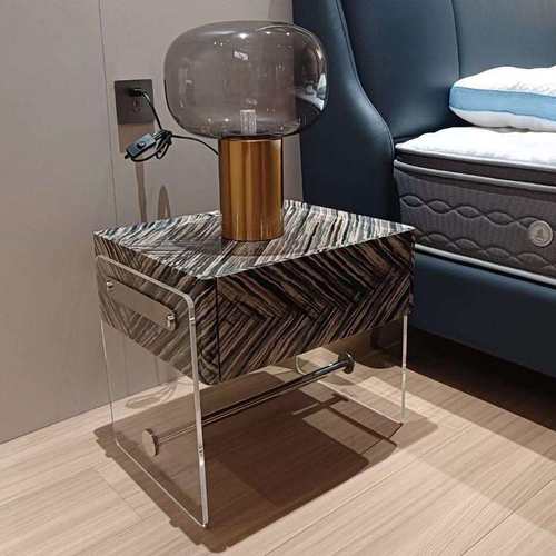 床头柜轻奢简约现代高级艺术感亚克力收纳柜创意床边置物柜边柜床