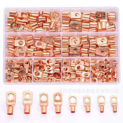 铜鼻子 240pcs盒装窥口端子接线鼻子铜镀锡圆形端子 SC裸端子