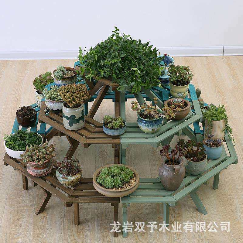 三层四层阶梯转角花架墙角架多肉植物架实木制客厅花盆组合室内