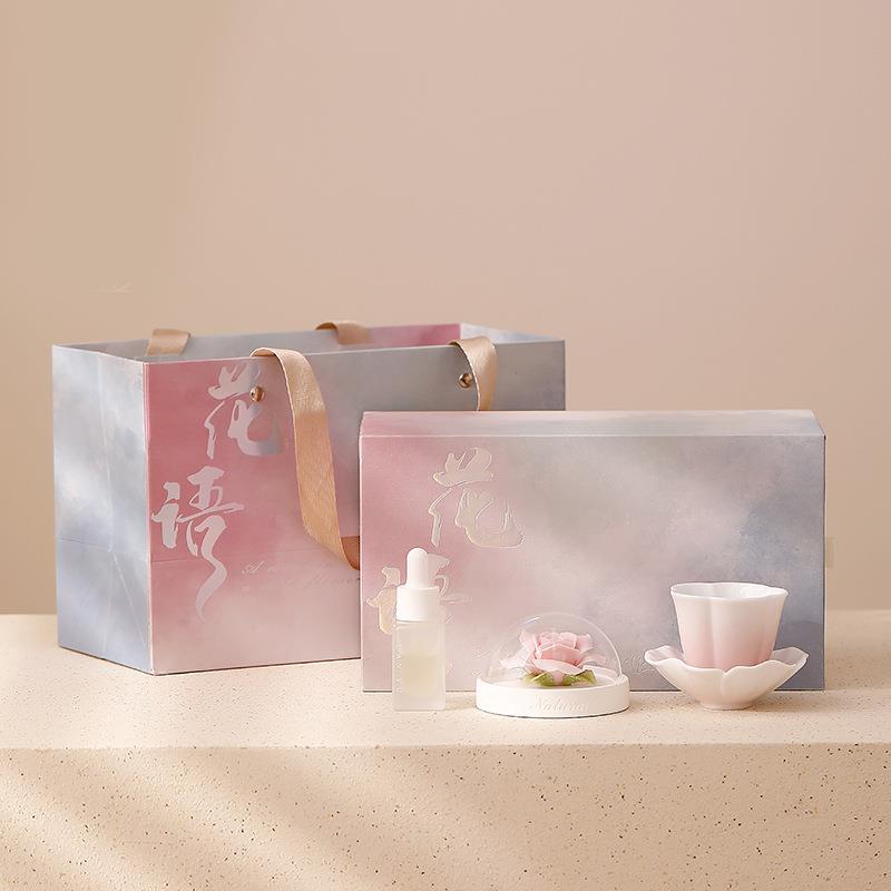 花语手工非遗瓷花陶瓷主人杯盏家用茶具茶杯女神节国潮礼喝茶杯子