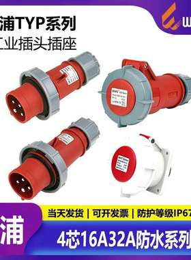 威浦TYP373航空2819插头4芯16A32A工业173座6819防水5619IP672619