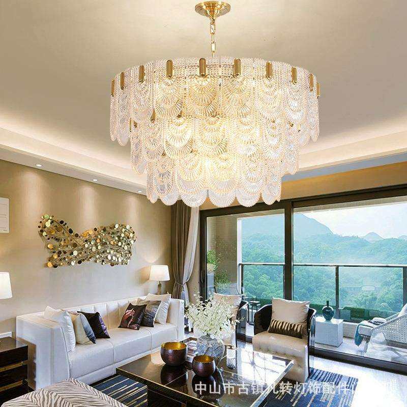 意大利后现代吊灯圆形客厅灯样板房艺术贝壳树叶港式轻奢叶子灯具