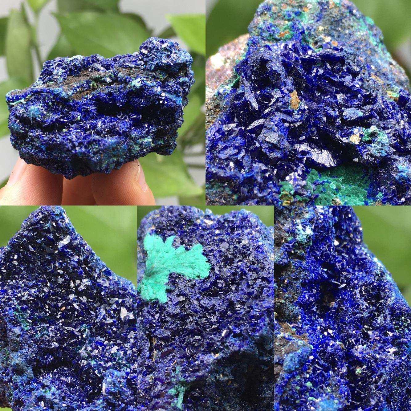 天然蓝铜矿原石孔雀石共生原矿矿物晶体