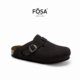 羊毛加绒黑色棉拖鞋 FOSA 女2025新款 秋冬软木半拖鞋 女鞋 勃肯鞋