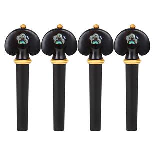 小提琴弦轴4个装乌木镶黄杨木手工雕花鲍鱼壳提琴旋钮提琴调音轴