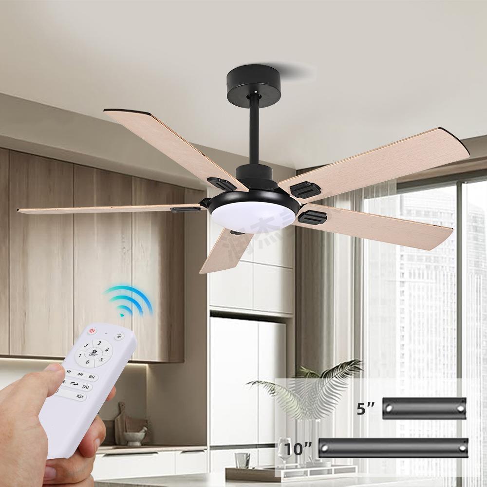 风扇灯实木吸顶吊扇灯客厅卧室灯带风扇现代简约餐厅电扇吊灯一体