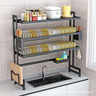 厨房水槽上方置物架多功能碗盘收纳洗碗架水池置放碗碟碗架沥水架