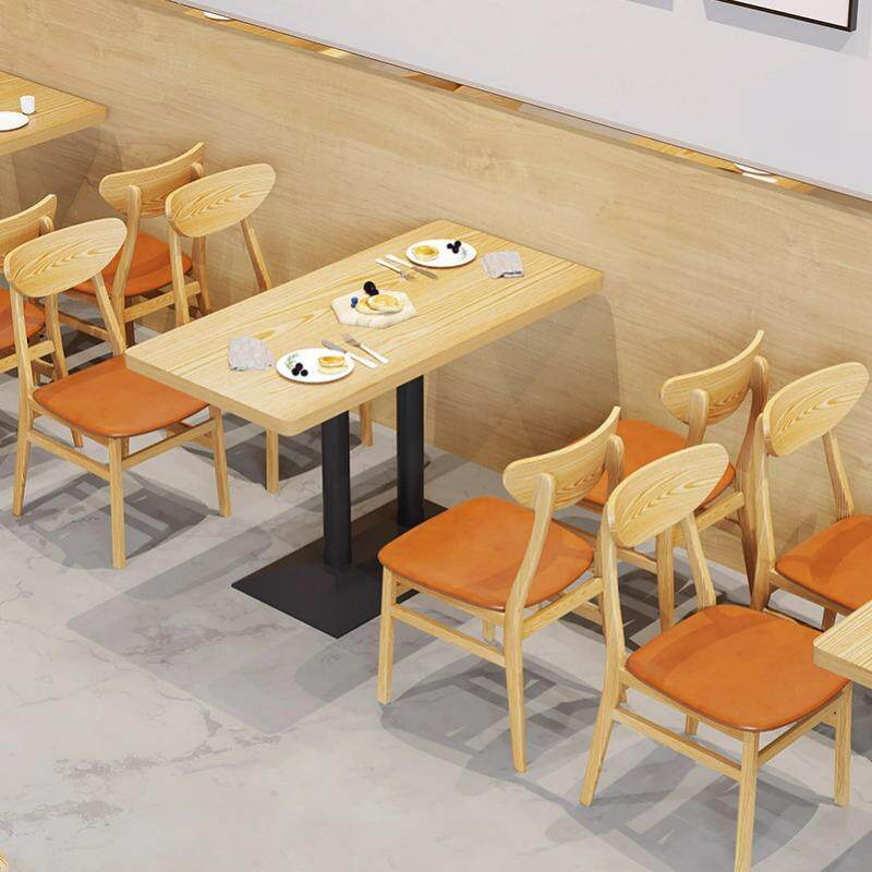 新中式原木餐厅餐桌椅咖啡厅饭店实木椅餐商用茶餐厅靠背实木餐椅
