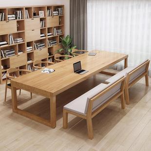 实木办公桌家用书房电脑桌办公室职员简约四人位办公桌椅组合