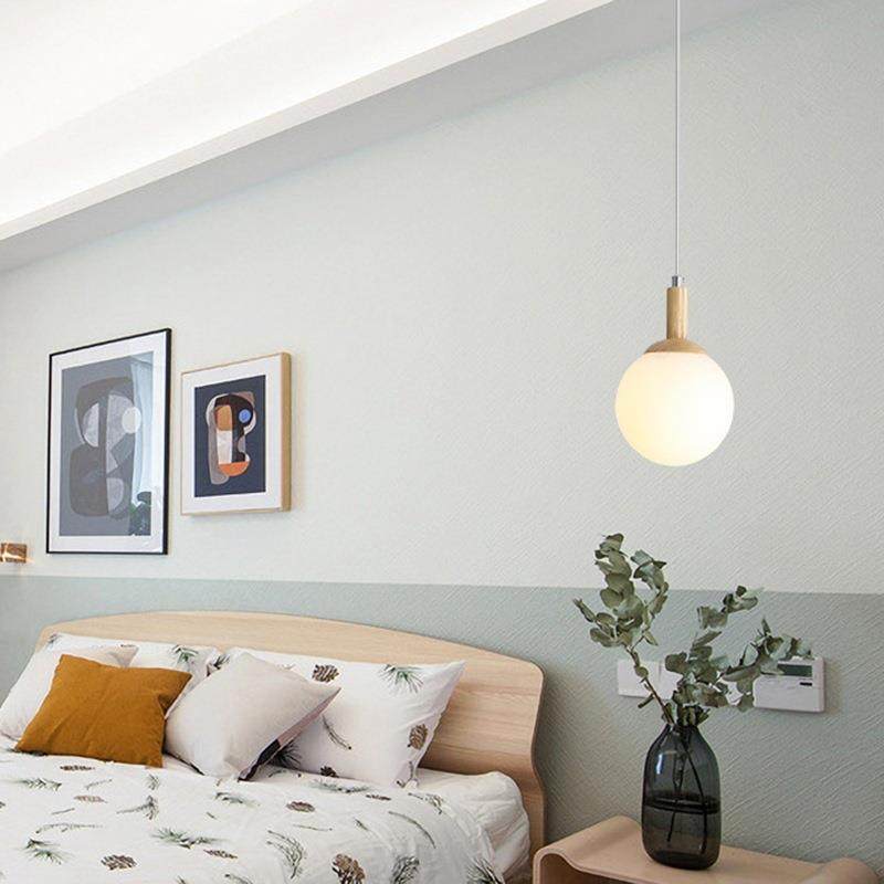 极简小吊灯卧室玻璃灯具现代轻奢原木设计餐厅吧台灯北欧床头护眼,家装灯饰光源,智能吊灯,淘宝优惠券,粉丝福利购,淘宝优惠卷