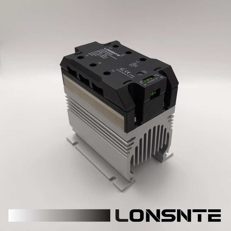 LG3A4880D蓝石LONSNTE三相固态继电器80A交流380VAC散热器一体SSR