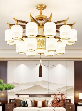 新中式吊灯客厅灯实木吸顶灯中国风别墅大气大厅餐厅吊灯2.024新