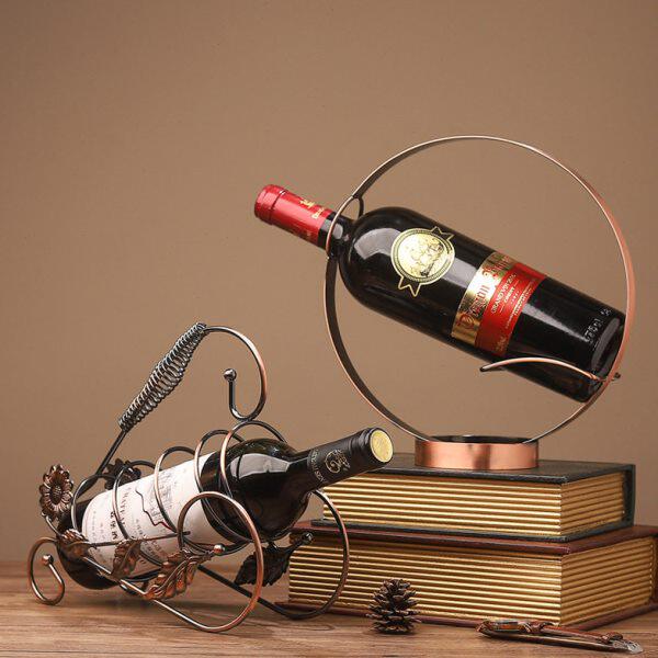 客厅家居展示北欧风创意红酒收纳红酒圆形铁艺酒架铁艺酒架 柜台