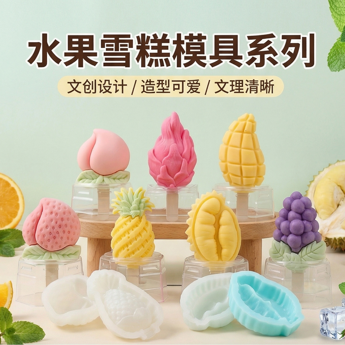 文创雪糕硅胶模具水果造型图片