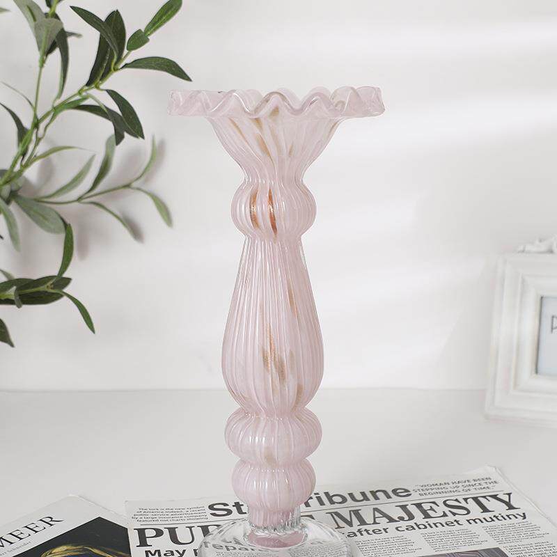 欧式轻奢创意玻璃烛台高档玻璃花瓶客厅餐桌家居插花工艺品摆件