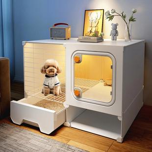 带厕所分离一室厅卫狗笼子小型犬狗窝家用室内泰迪博美宠物笼铁丝
