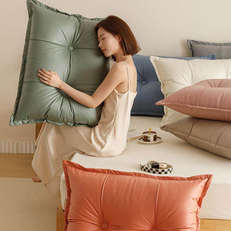 意式轻奢科技布皮质沙发大抱枕床上床头大靠垫榻榻米靠背皮质枕头