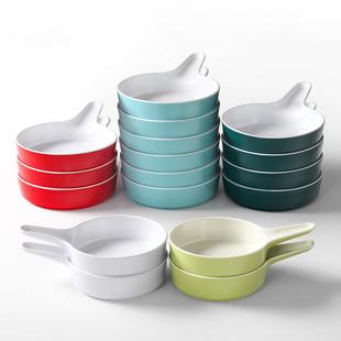 密胺带把手柄盘子商用餐饮炒粉炒面炒饭干拌面小吃沙拉凉菜专用盘