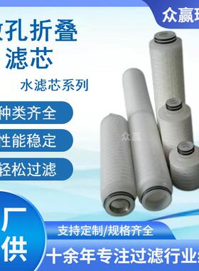 0.1μm40英寸精密过滤器微孔折叠滤芯 PTFE亲水性折叠滤芯