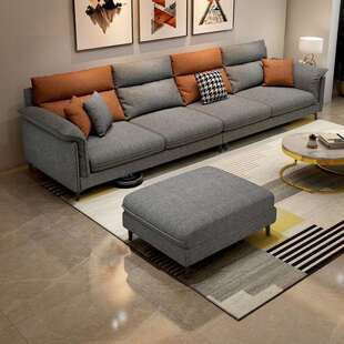 新款流行科技布艺沙发客厅小户型现代简约三四人组合乳胶棉麻沙发