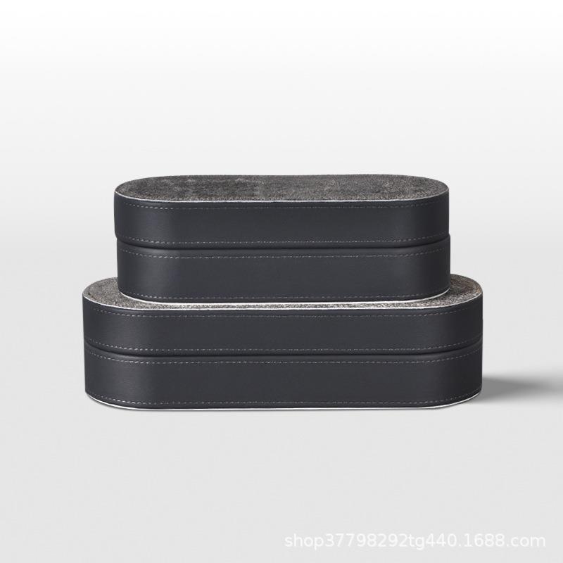 现代简约马毛皮革收纳盒样板房办公室卧室客厅书房家居装饰品摆件