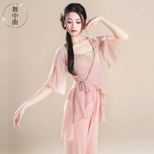 舞中曲古典舞身韵短袖纱衣飘逸仙气舞蹈服中国舞民族舞练功服上衣