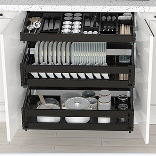 800橱柜拉篮600碗碟锅拉篮 400深500碗篮550抽屉式 浅拉篮300 350l