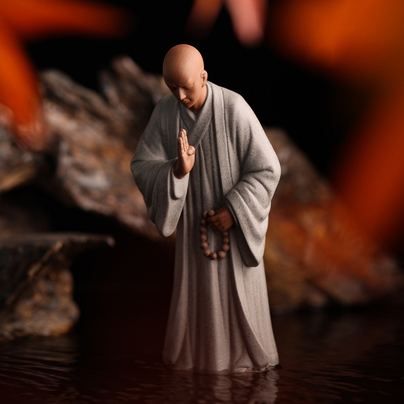 创意紫砂小和尚陶瓷家居饰品博古架书房工艺品摆件U禅意佛系小沙