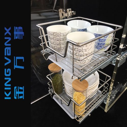 厨房304不锈钢l定制浅柜储物拉篮开门抽屉式小柜体尺寸置物架平篮